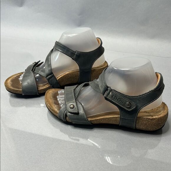 Taos Trulie Sandals | Gray | Leather Comfort Sandals | Size 10-10.5 (EU 41) - Picture 1 of 14